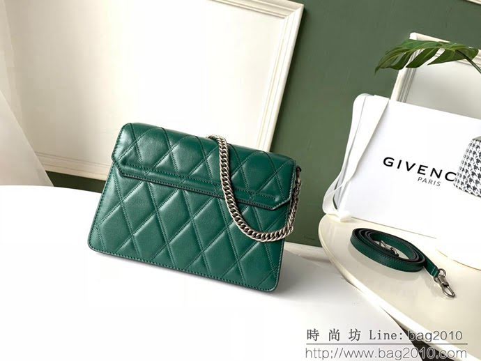 GlVENCHY紀梵希 原單 限量版GV3 菱格亮光小羊皮 橄欖綠 18年秋冬新款 單肩斜挎包  tsg1165